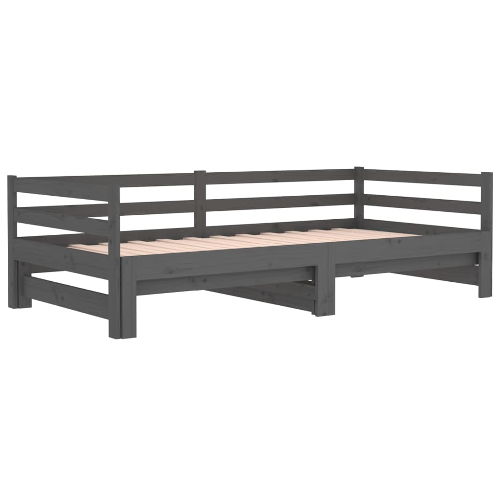 Sohvasänky ulosvedettävä harmaa 2x (80x200) cm täysi mänty - Sisustajankoti.fi