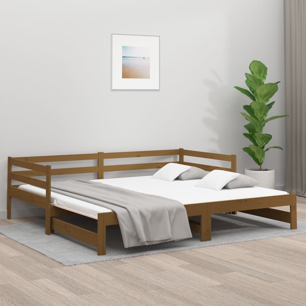Sohvasänky ulosvedettävä hunajanrusk. 2x(80x200) cm täysi mänty - Sisustajankoti.fi