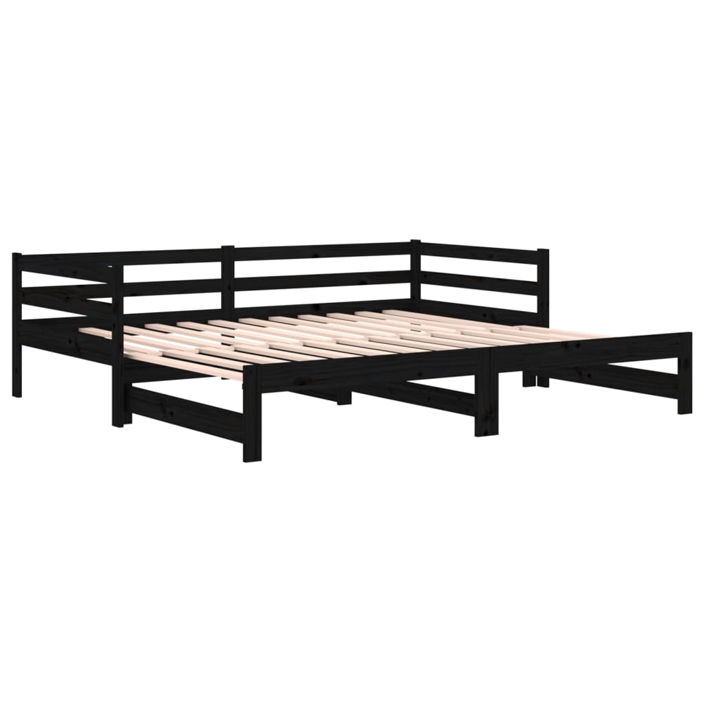 Sohvasänky ulosvedettävä musta 2x (80x200) cm täysi mänty - Sisustajankoti.fi
