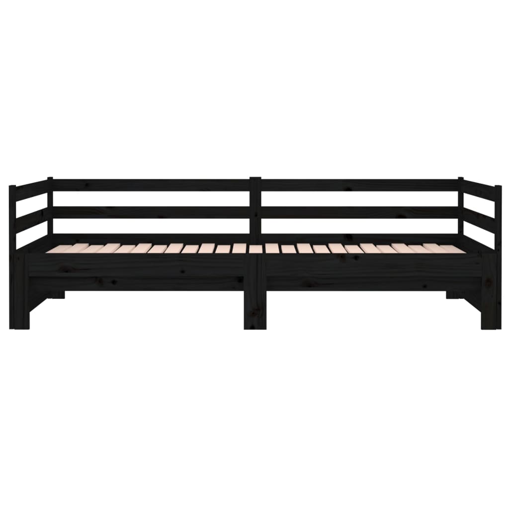 Sohvasänky ulosvedettävä musta 2x (80x200) cm täysi mänty - Sisustajankoti.fi