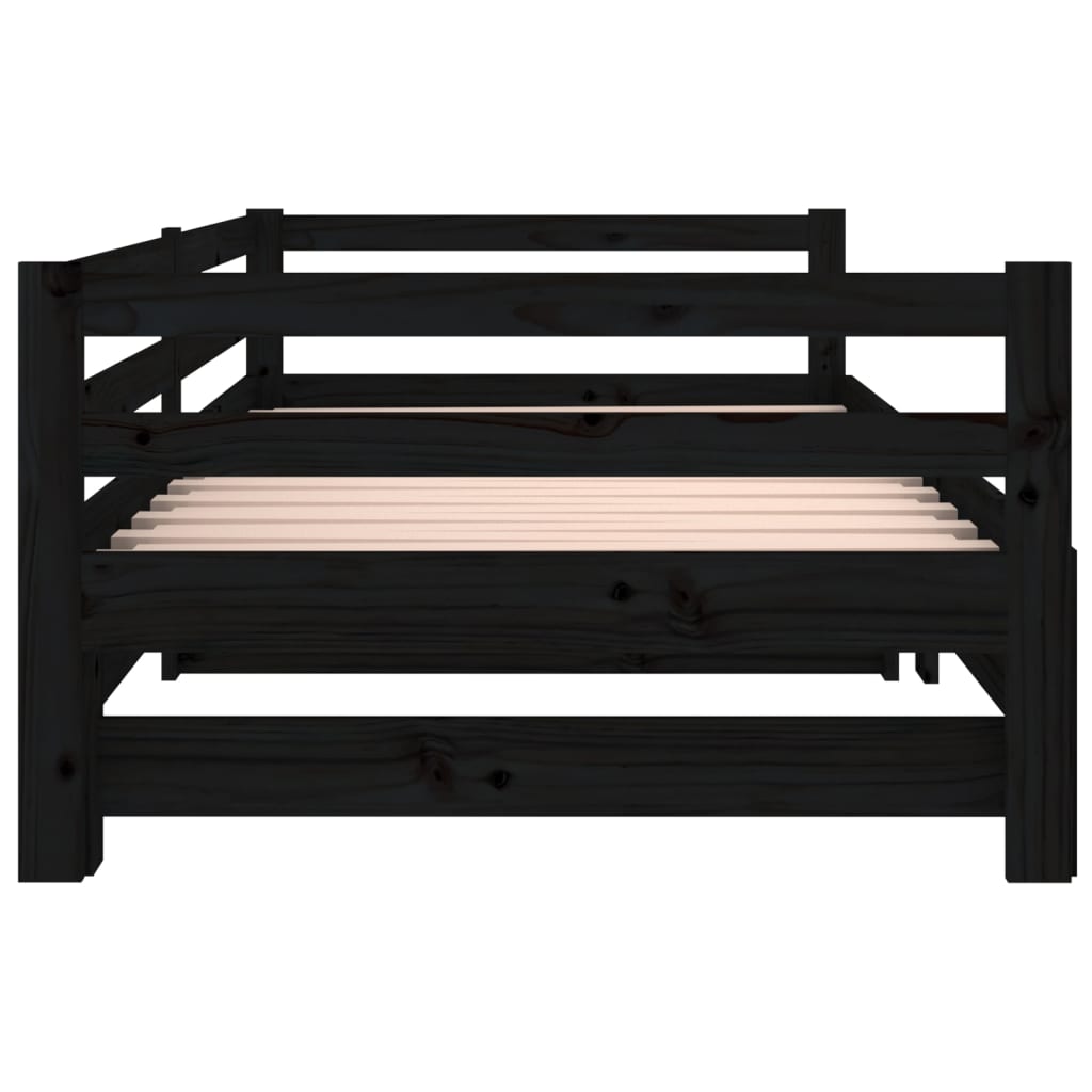 Sohvasänky ulosvedettävä musta 2x (80x200) cm täysi mänty - Sisustajankoti.fi