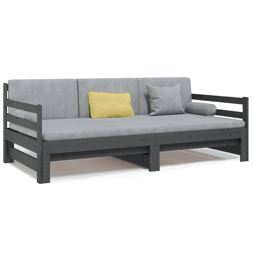 Sohvasänky ulosvedettävä harmaa 2x (80x200) cm täysi mänty - Sisustajankoti.fi