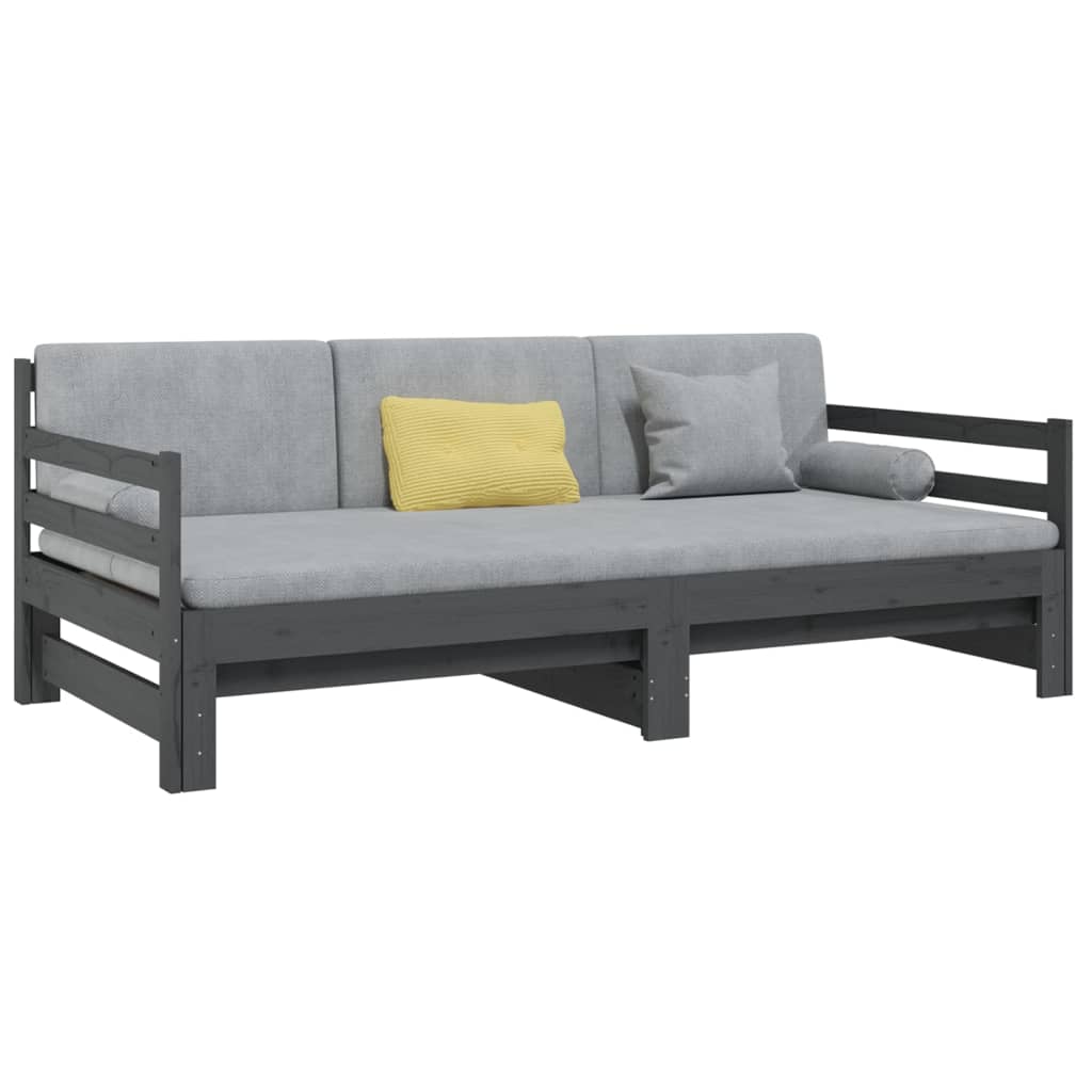 Sohvasänky ulosvedettävä harmaa 2x (80x200) cm täysi mänty - Sisustajankoti.fi