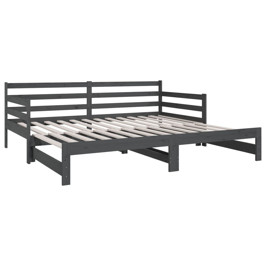 Sohvasänky ulosvedettävä harmaa 2x (80x200) cm täysi mänty - Sisustajankoti.fi