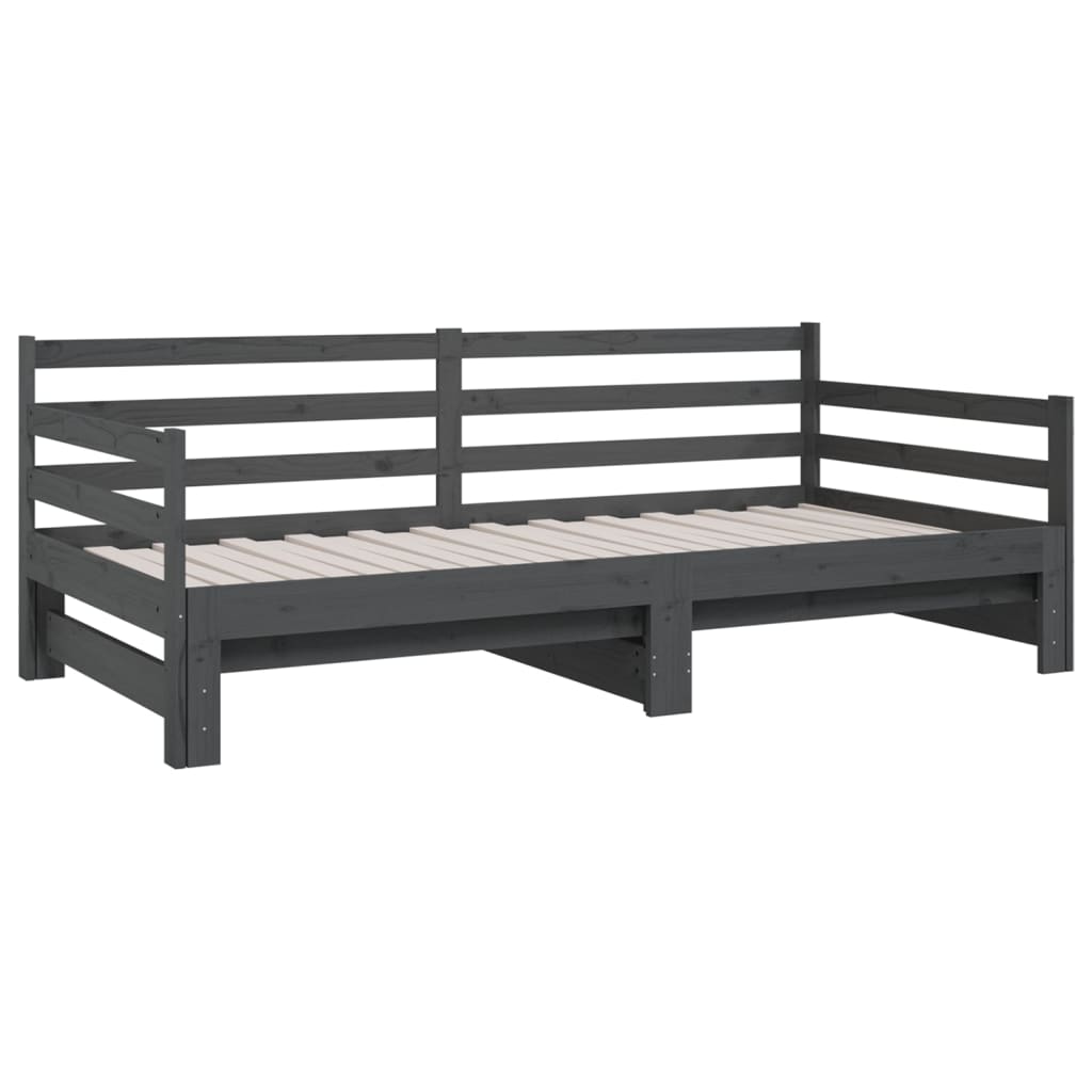 Sohvasänky ulosvedettävä harmaa 2x (80x200) cm täysi mänty - Sisustajankoti.fi