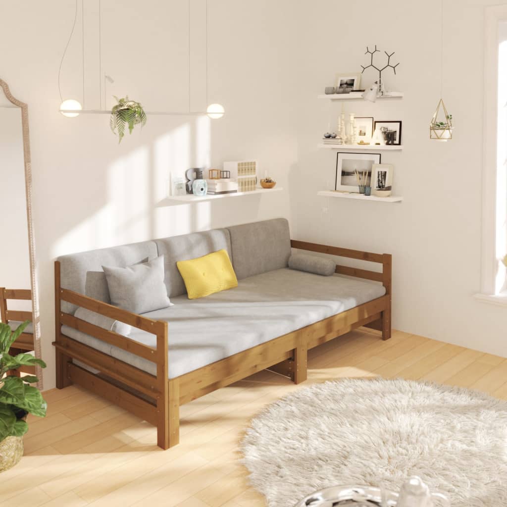 Sohvasänky ulosvedettävä hunajanrusk. 2x(80x200) cm täysi mänty - Sisustajankoti.fi