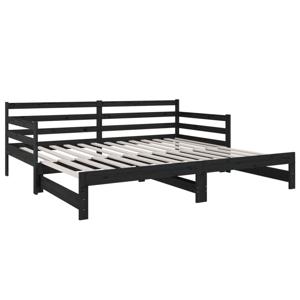 Sohvasänky ulosvedettävä musta 2x (80x200) cm täysi mänty - Sisustajankoti.fi