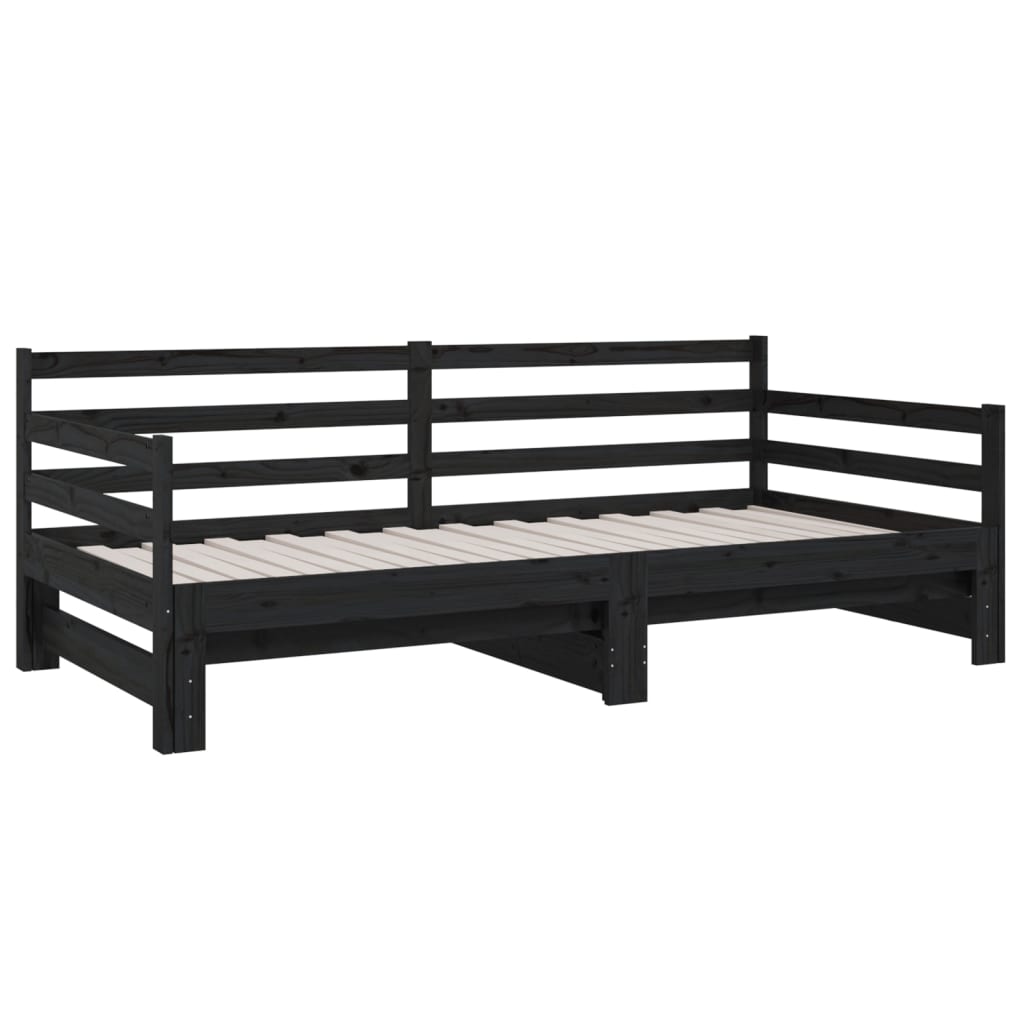 Sohvasänky ulosvedettävä musta 2x (80x200) cm täysi mänty - Sisustajankoti.fi