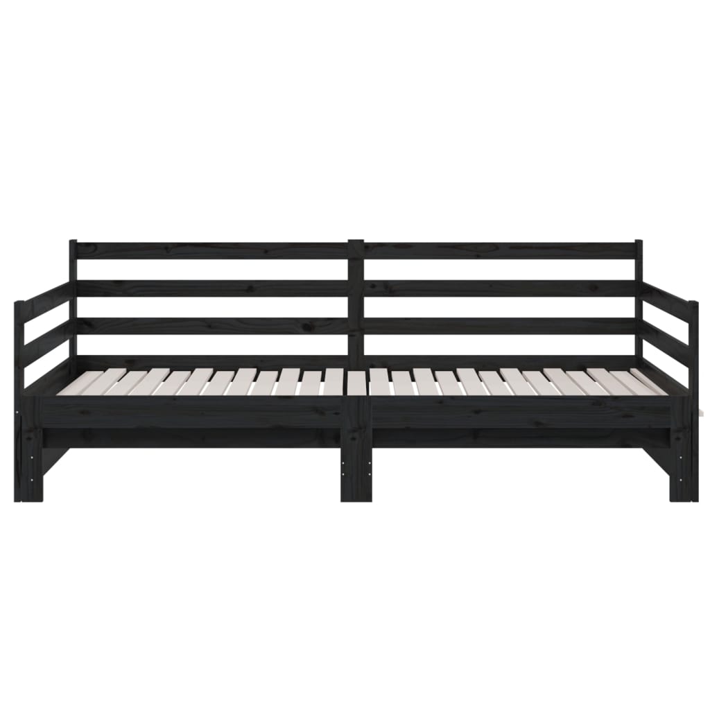 Sohvasänky ulosvedettävä musta 2x (80x200) cm täysi mänty - Sisustajankoti.fi