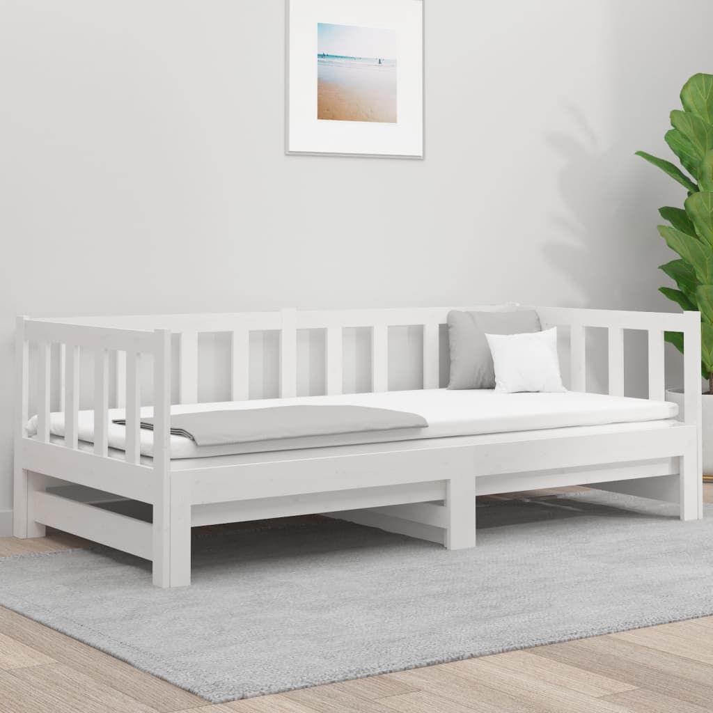 Sohvasänky ulosvedettävä valkoinen 2x (80x200) cm täysi mänty - Sisustajankoti.fi