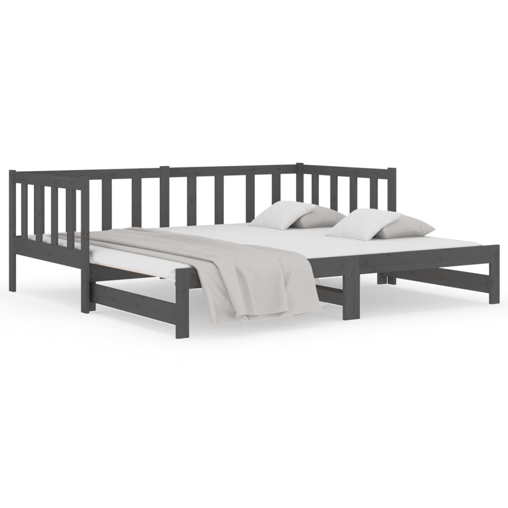 Sohvasänky ulosvedettävä harmaa 2x (80x200) cm täysi mänty - Sisustajankoti.fi