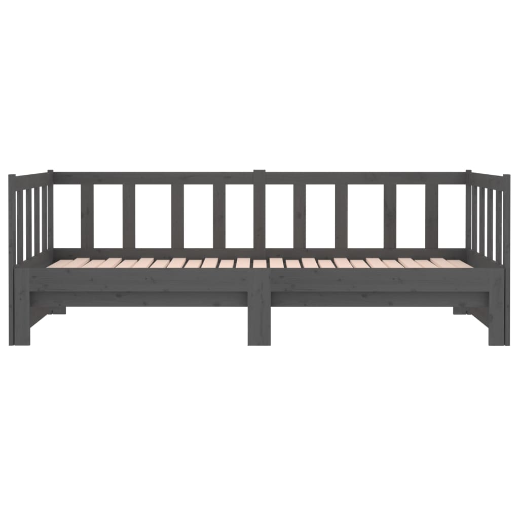 Sohvasänky ulosvedettävä harmaa 2x (80x200) cm täysi mänty - Sisustajankoti.fi