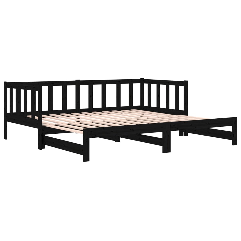 Sohvasänky ulosvedettävä musta 2x (80x200) cm täysi mänty - Sisustajankoti.fi