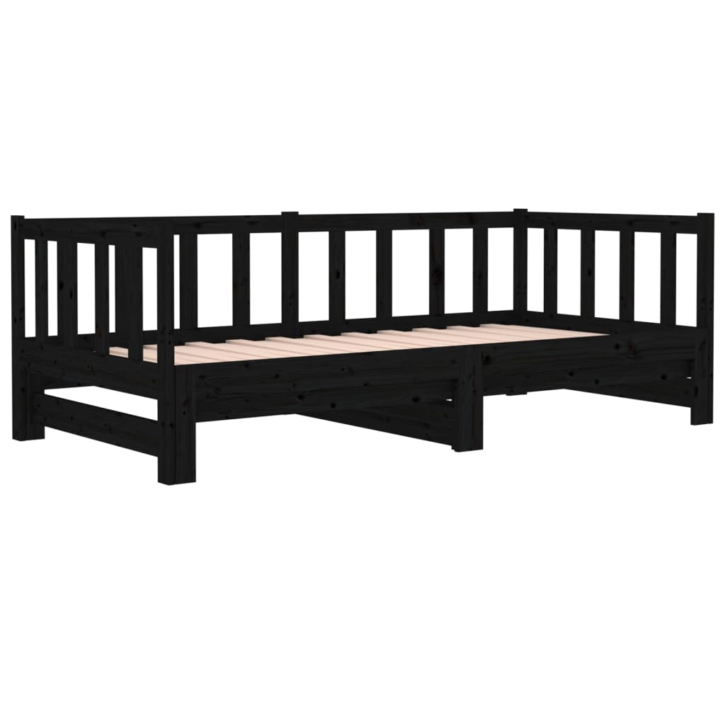 Sohvasänky ulosvedettävä musta 2x (80x200) cm täysi mänty - Sisustajankoti.fi