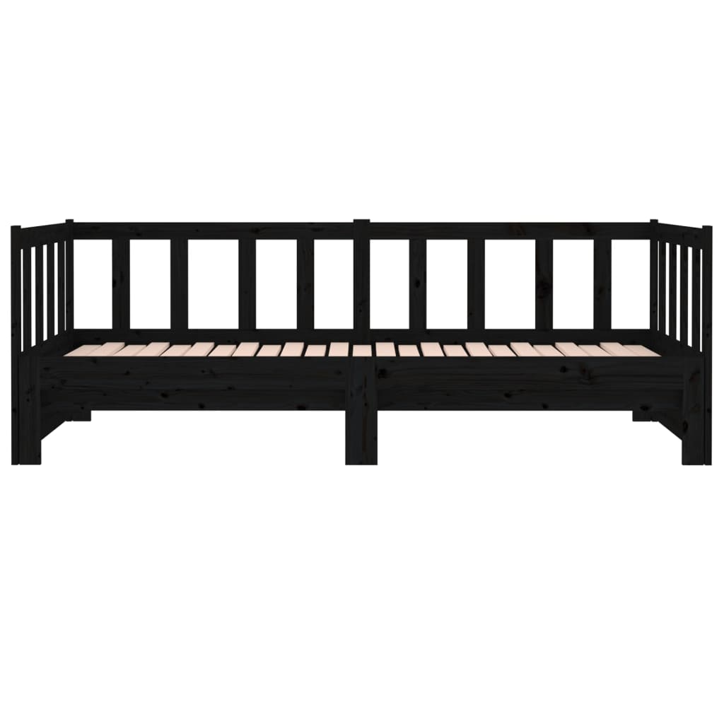 Sohvasänky ulosvedettävä musta 2x (80x200) cm täysi mänty - Sisustajankoti.fi