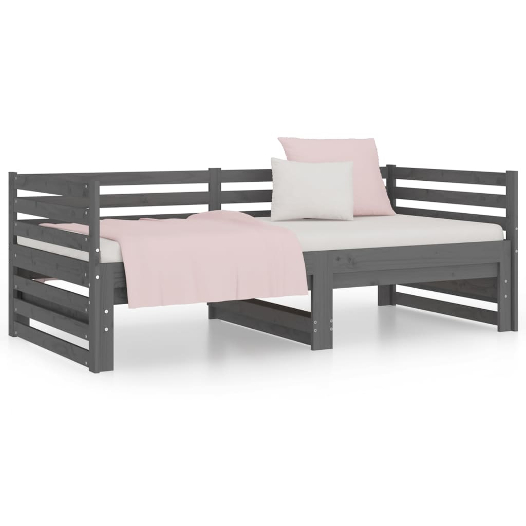 Sohvasänky ulosvedettävä harmaa 2x (80x200) cm täysi mänty - Sisustajankoti.fi