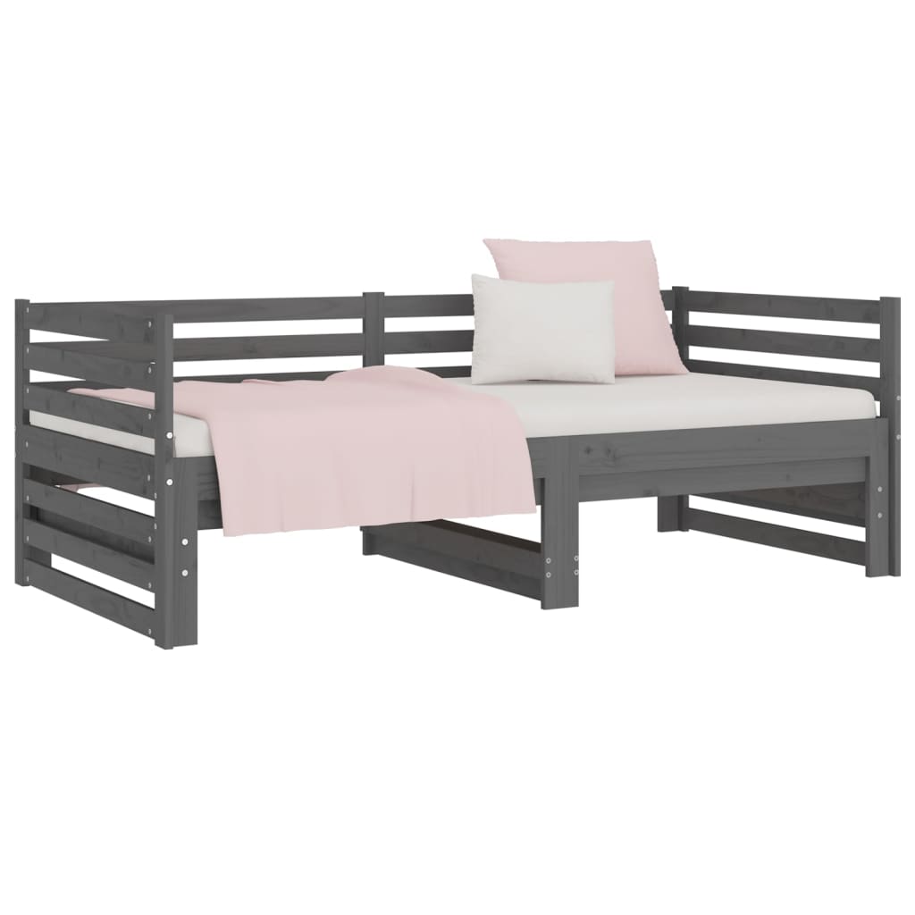 Sohvasänky ulosvedettävä harmaa 2x (80x200) cm täysi mänty - Sisustajankoti.fi