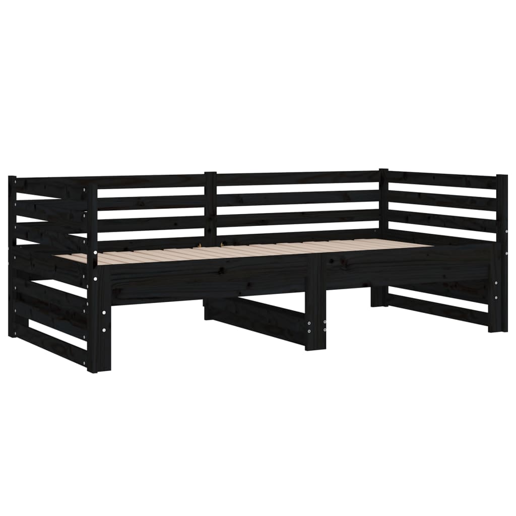 Sohvasänky ulosvedettävä musta 2x (80x200) cm täysi mänty - Sisustajankoti.fi