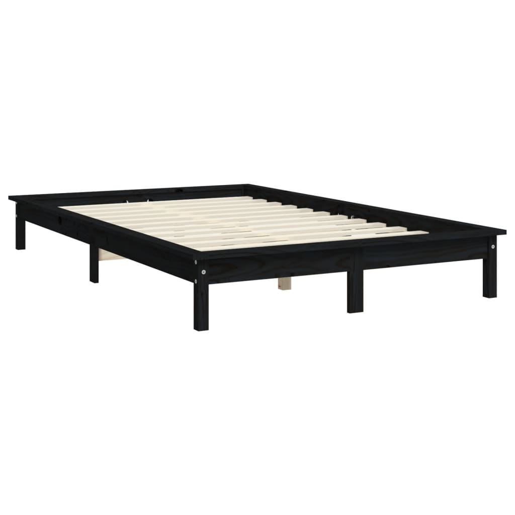 Sängynrunko musta 200x200 cm täysi mänty - Sisustajankoti.fi