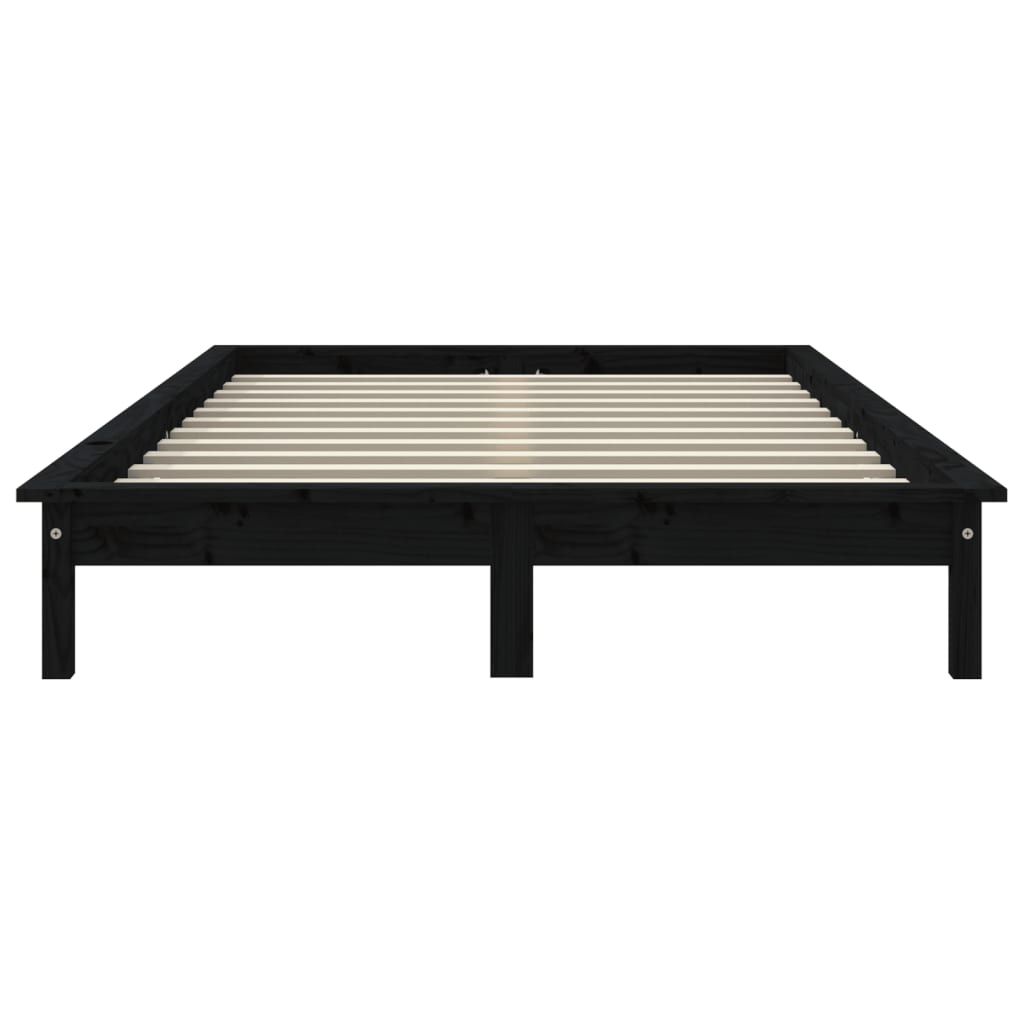 Sängynrunko musta 200x200 cm täysi mänty - Sisustajankoti.fi
