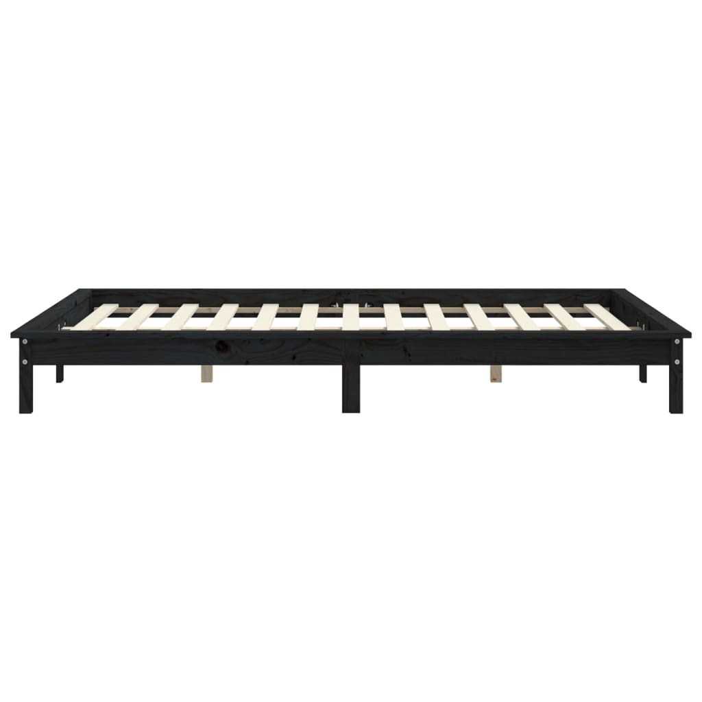 Sängynrunko musta 200x200 cm täysi mänty - Sisustajankoti.fi
