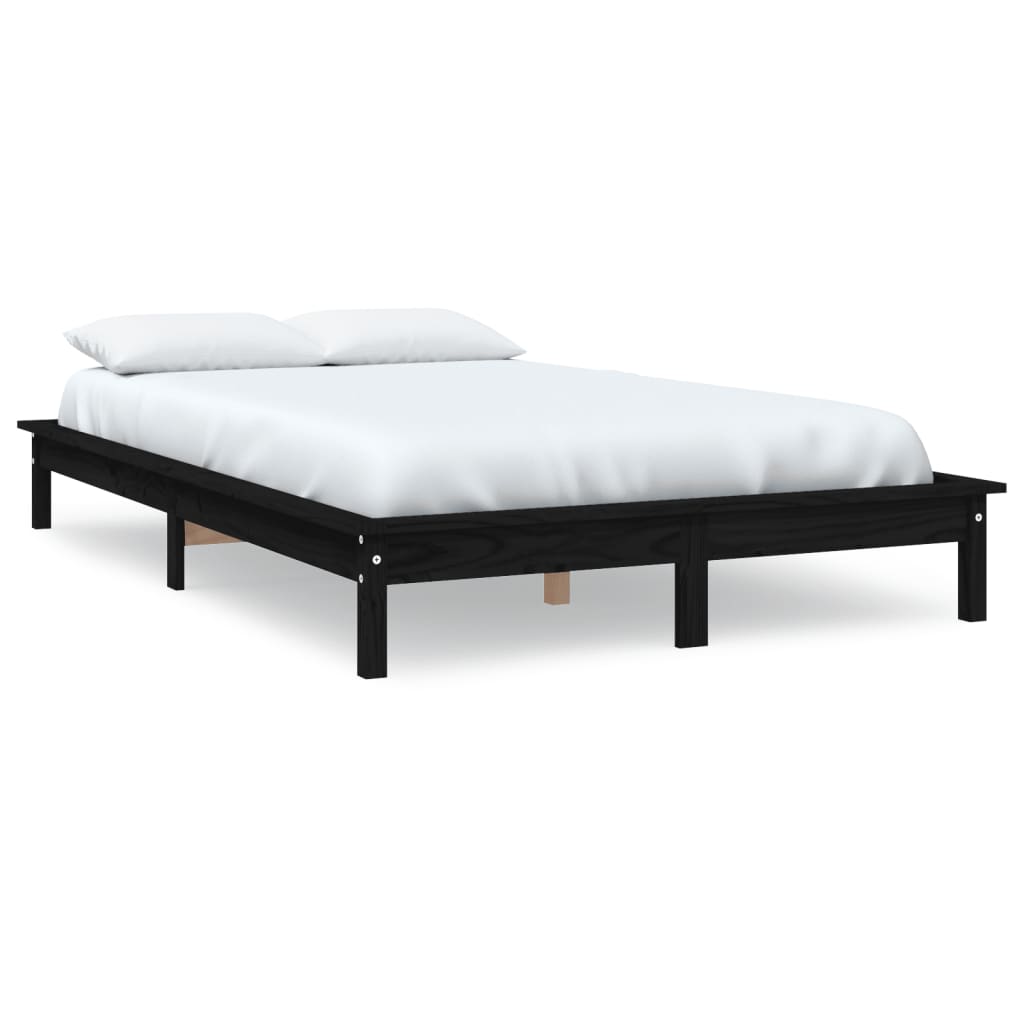 Sängynrunko musta 135x190 cm täysi mänty 4FT6 Double - Sisustajankoti.fi