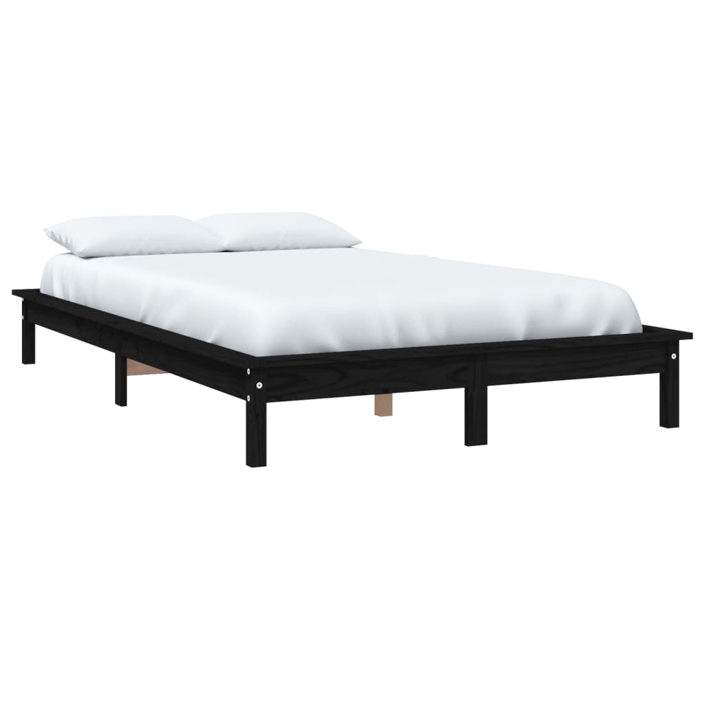 Sängynrunko musta 135x190 cm täysi mänty 4FT6 Double - Sisustajankoti.fi