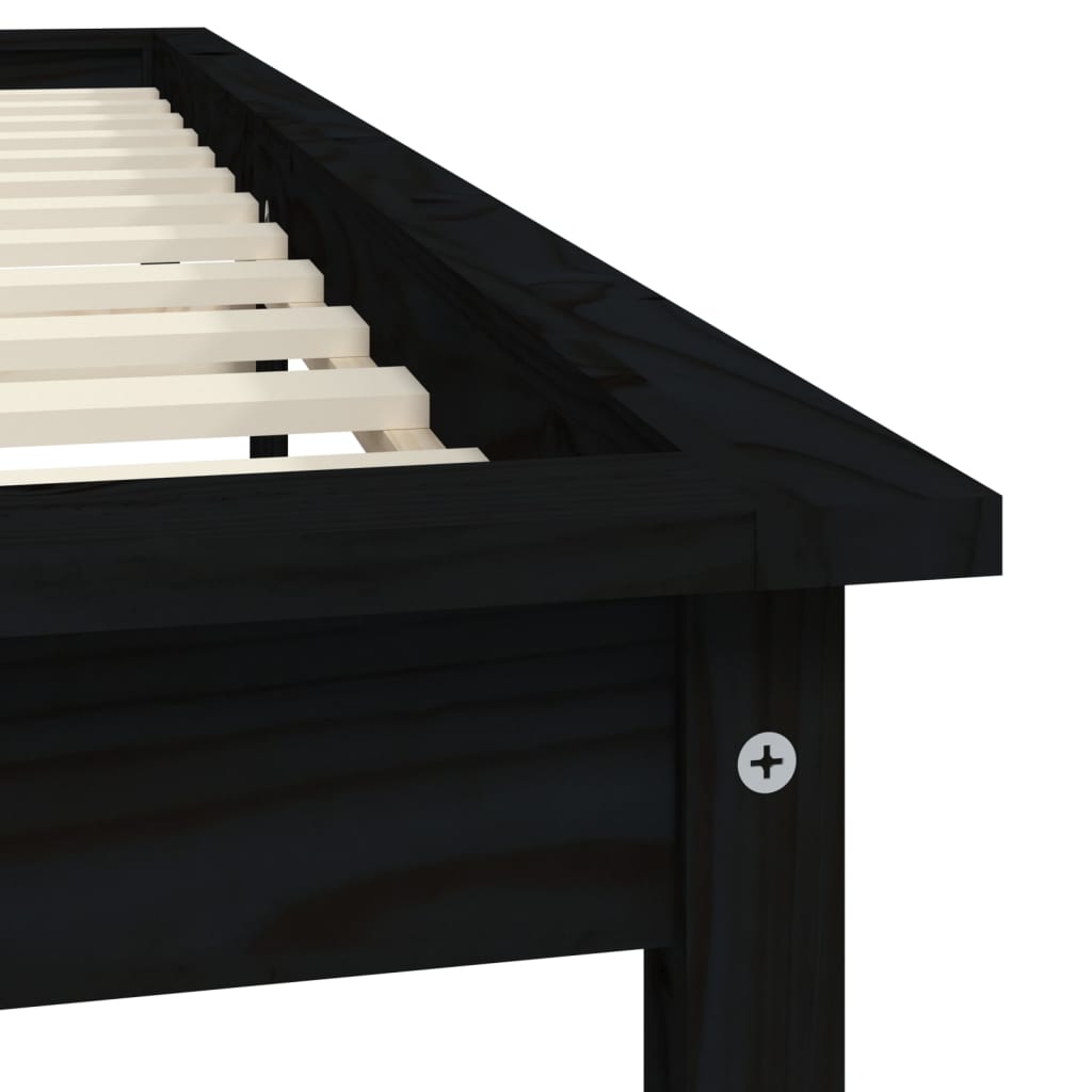 Sängynrunko musta 135x190 cm täysi mänty 4FT6 Double - Sisustajankoti.fi