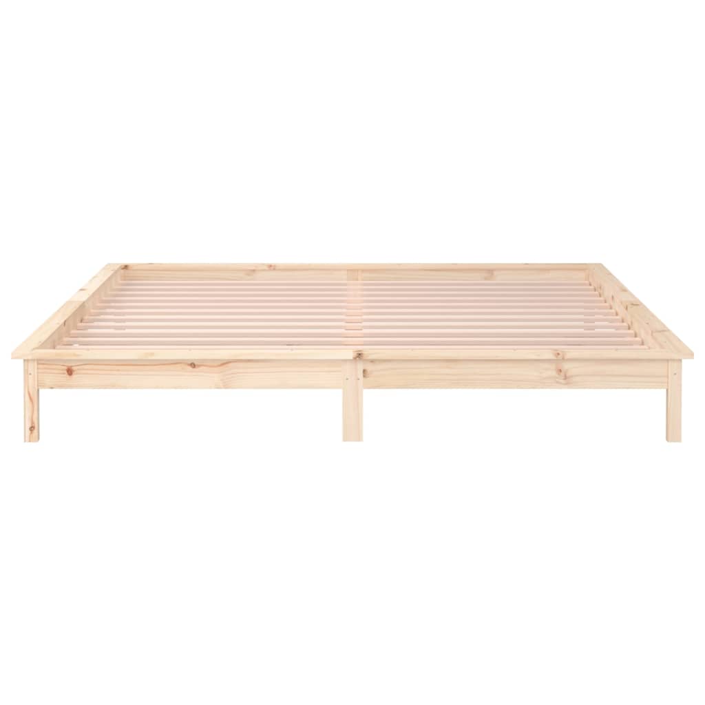 Sängynrunko LED-valoilla 200x200 cm täysi puu - Sisustajankoti.fi
