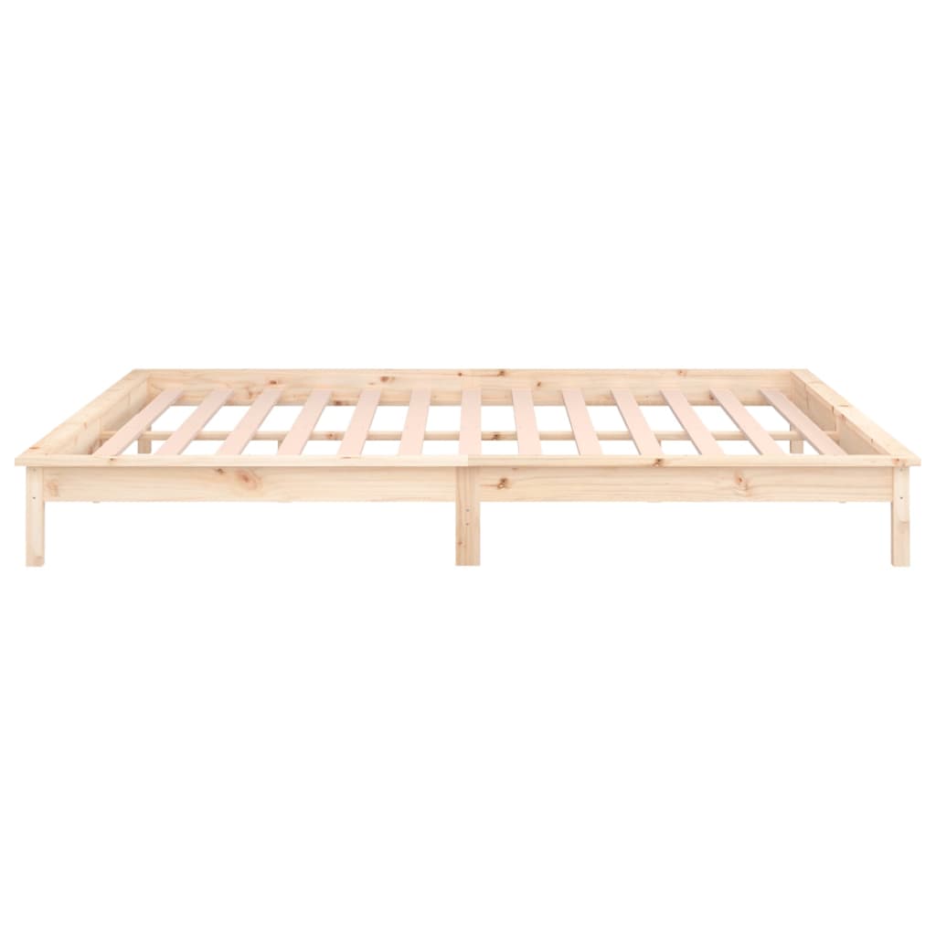 Sängynrunko LED-valoilla 200x200 cm täysi puu - Sisustajankoti.fi