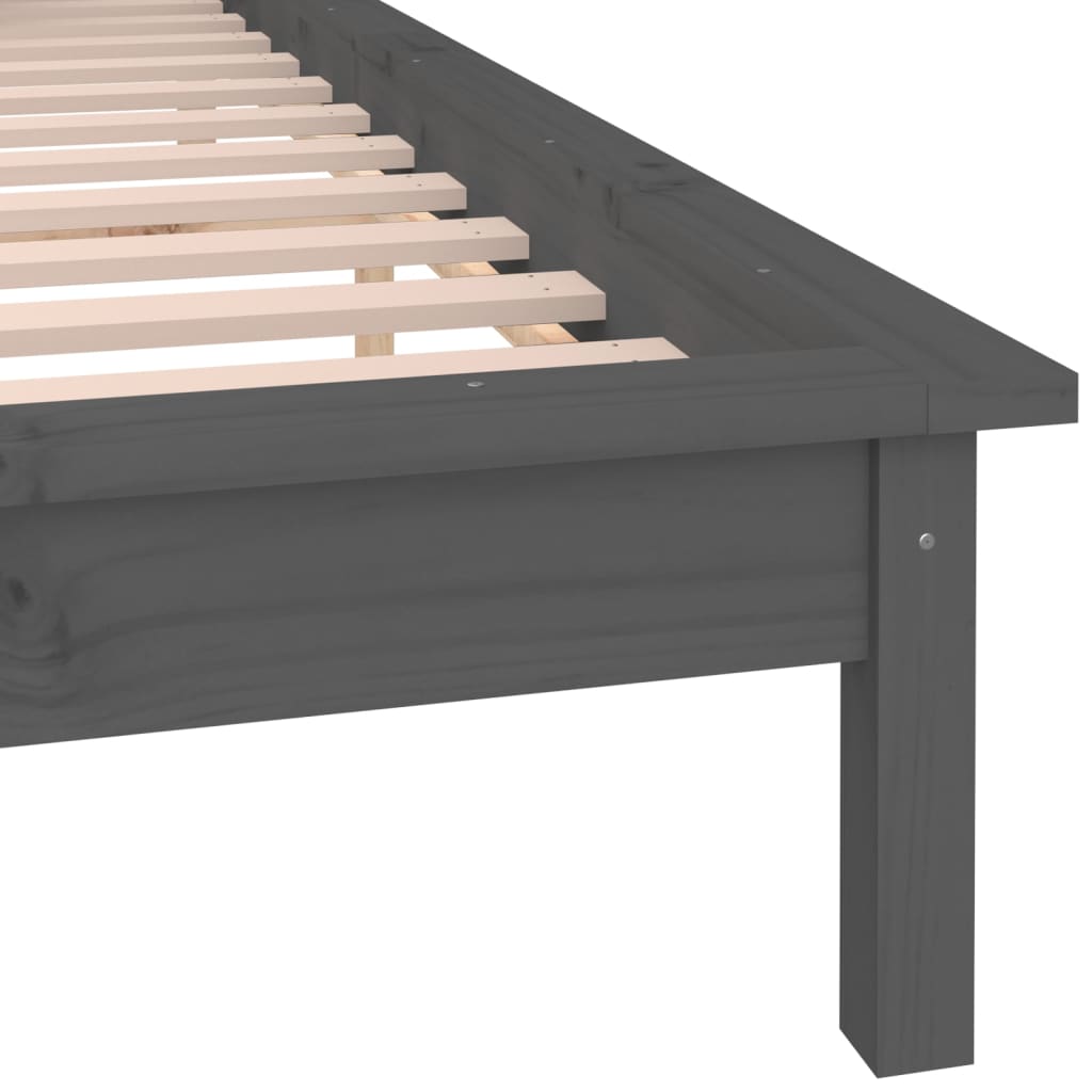 Sängynrunko LED-valoilla harmaa 200x200 cm täysi puu - Sisustajankoti.fi