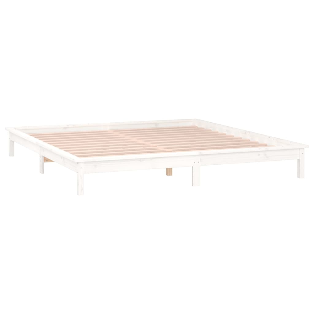 Sängynrunko LED valkoinen 135x190 cm 4FT6 Double täysi puu - Sisustajankoti.fi
