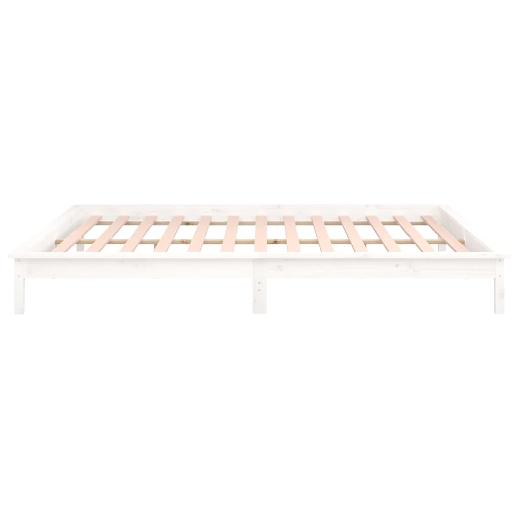 Sängynrunko LED valkoinen 135x190 cm 4FT6 Double täysi puu - Sisustajankoti.fi