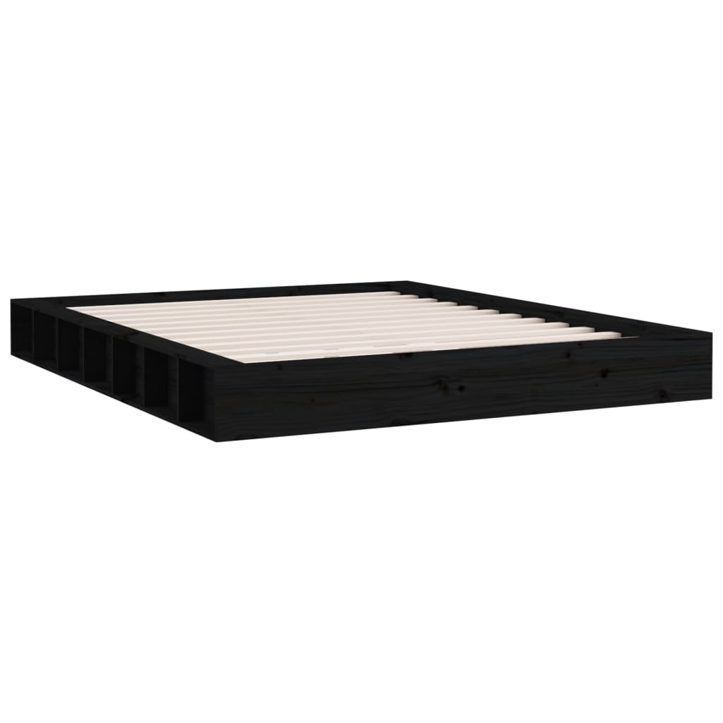Sängynrunko musta 200x200 cm täysi puu - Sisustajankoti.fi