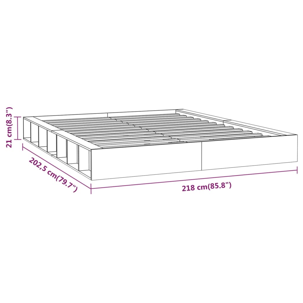 Sängynrunko musta 200x200 cm täysi puu - Sisustajankoti.fi
