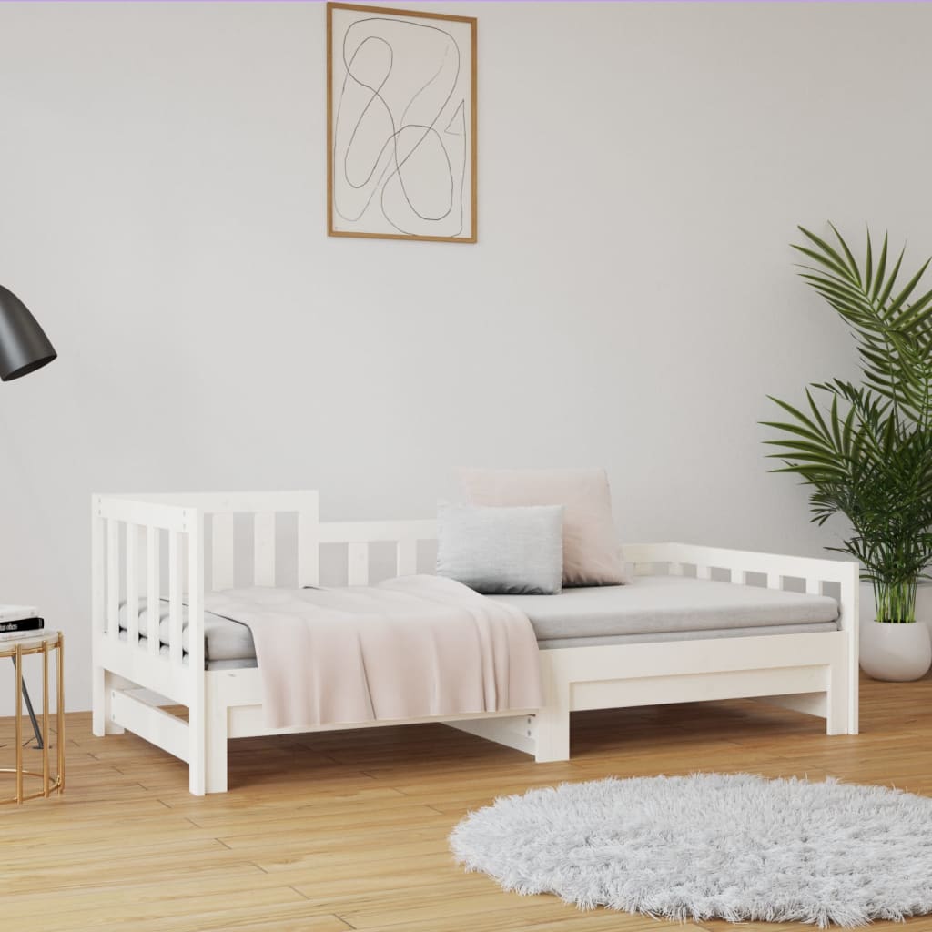 Sohvasänky ulosvedettävä valkoinen 2x (80x200) cm täysi mänty - Sisustajankoti.fi