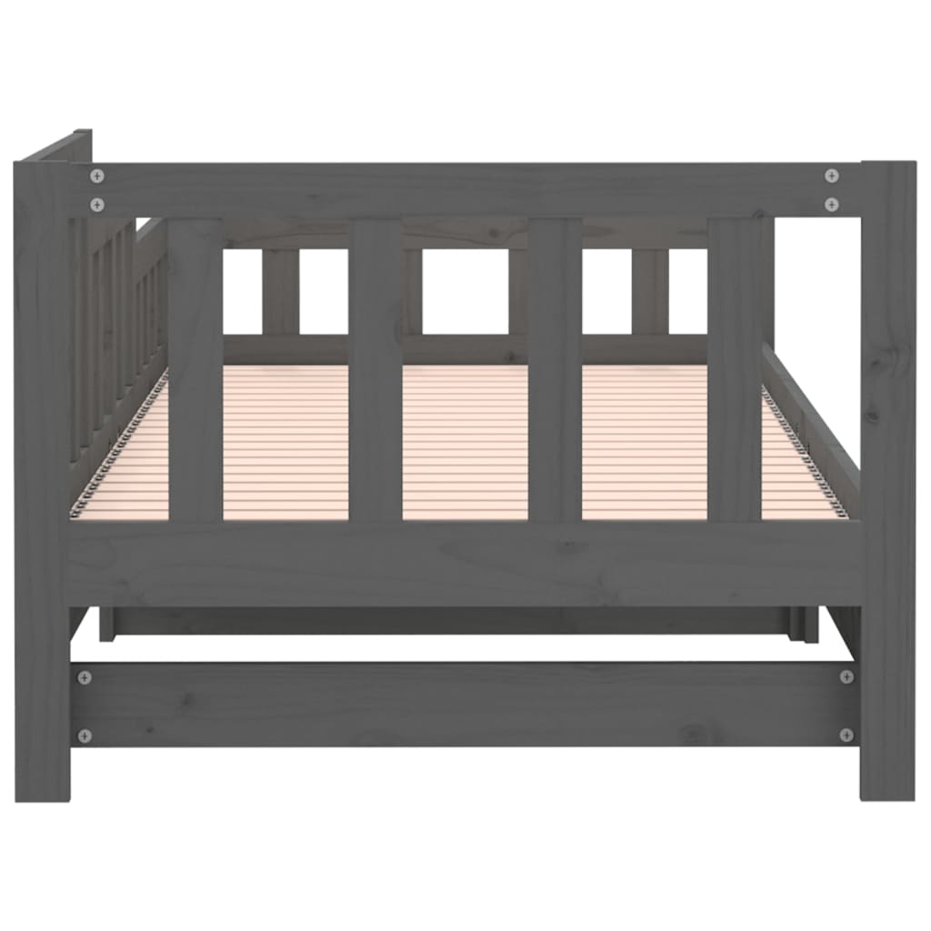 Sohvasänky ulosvedettävä harmaa 2x (80x200) cm täysi mänty - Sisustajankoti.fi