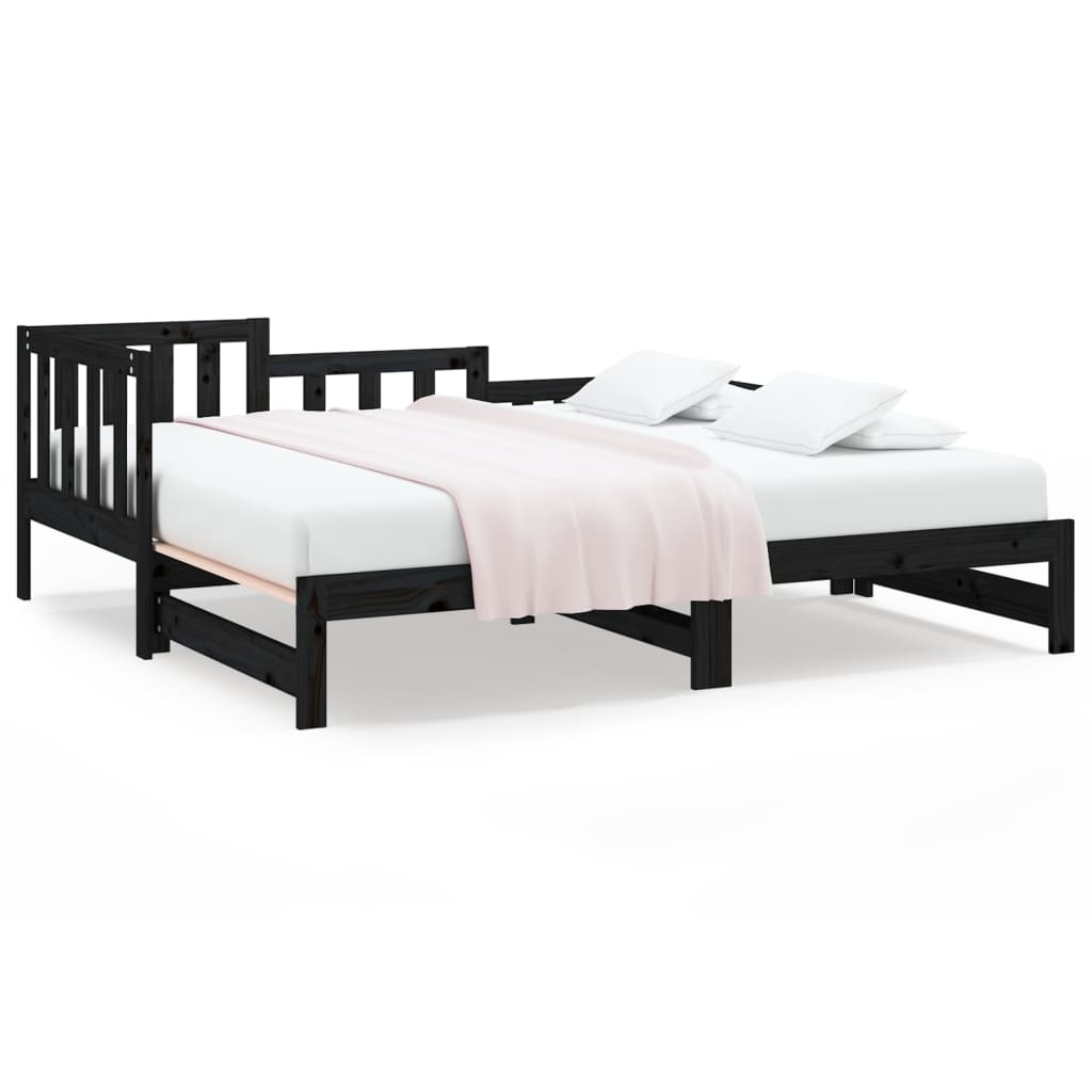 Sohvasänky ulosvedettävä musta 2x (90x200) cm täysi mänty - Sisustajankoti.fi
