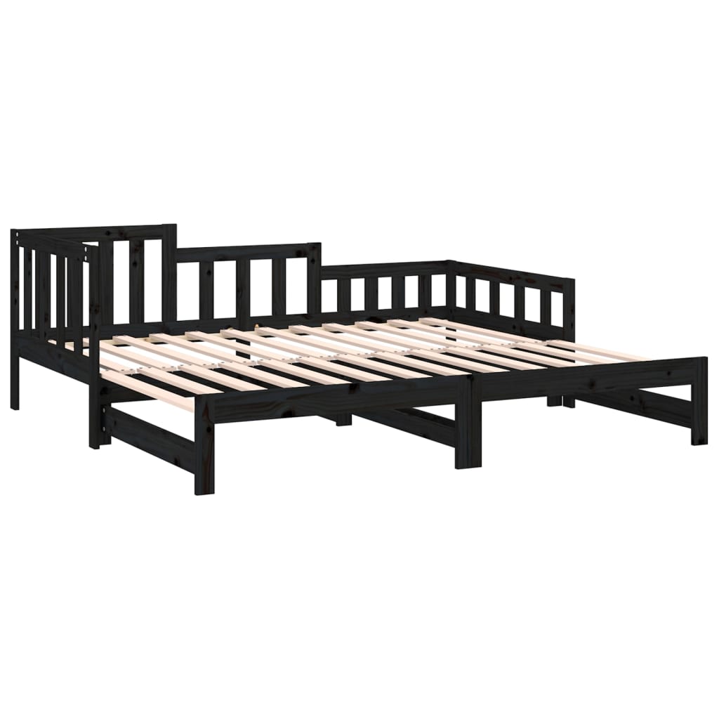 Sohvasänky ulosvedettävä musta 2x (90x200) cm täysi mänty - Sisustajankoti.fi