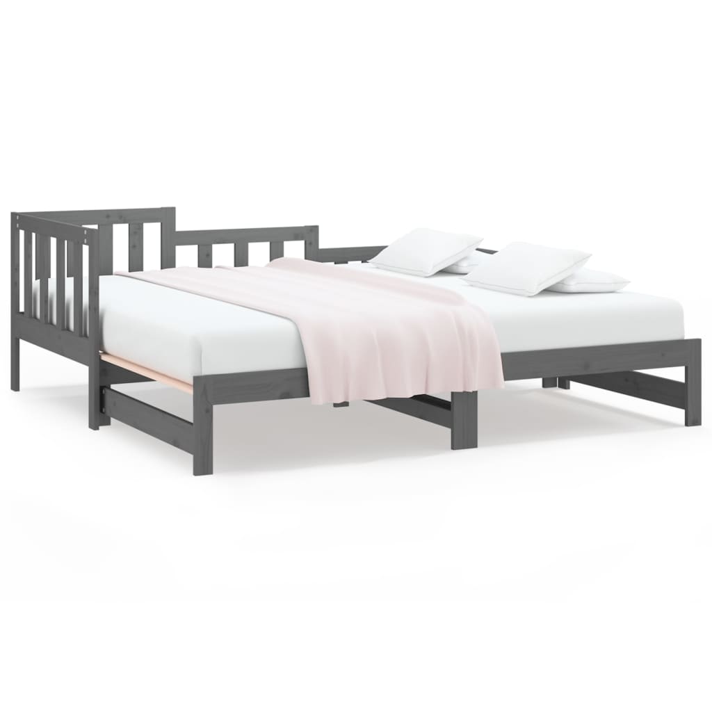 Sohvasänky ulosvedettävä harmaa 2x (90x190) cm täysi mänty - Sisustajankoti.fi