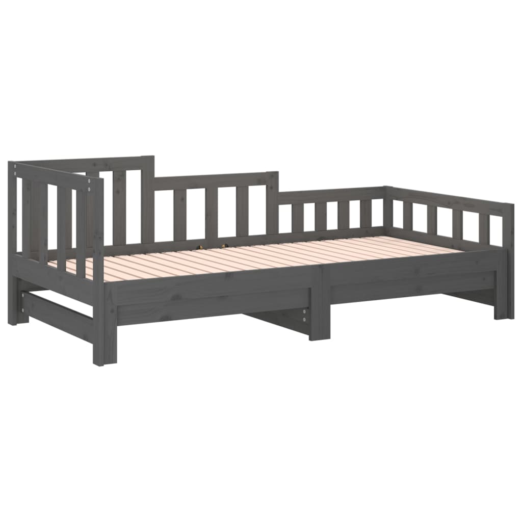 Sohvasänky ulosvedettävä harmaa 2x (90x190) cm täysi mänty - Sisustajankoti.fi