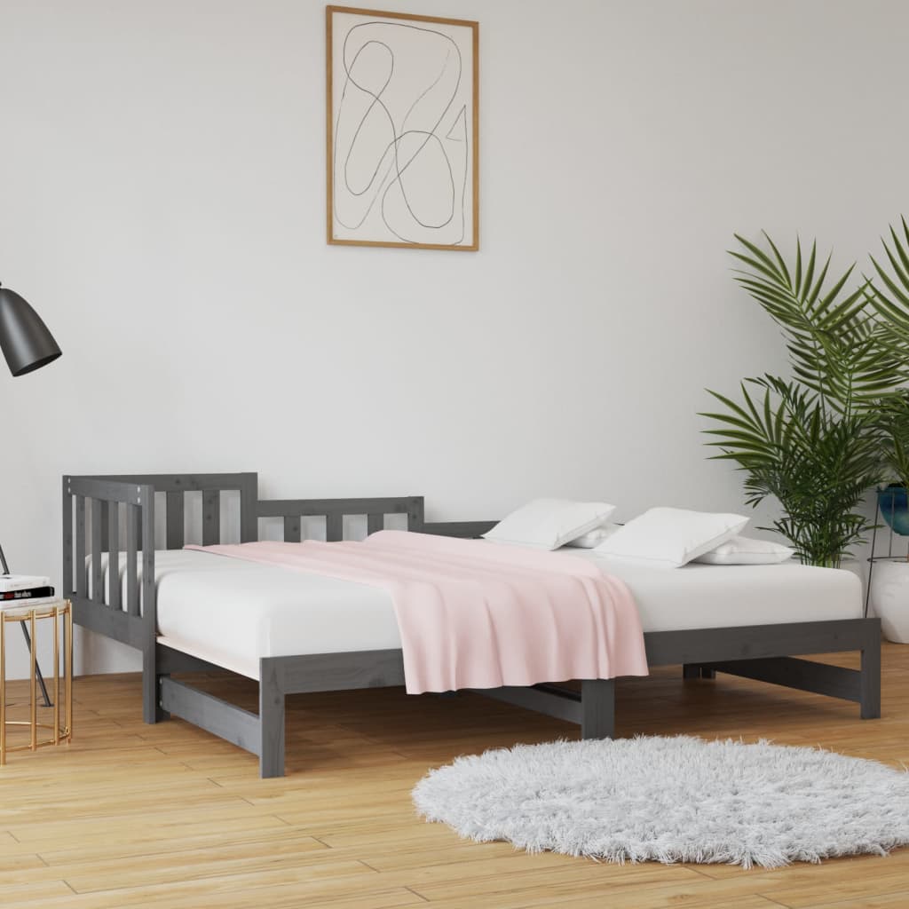 Sohvasänky ulosvedettävä harmaa 2x (90x190) cm täysi mänty - Sisustajankoti.fi