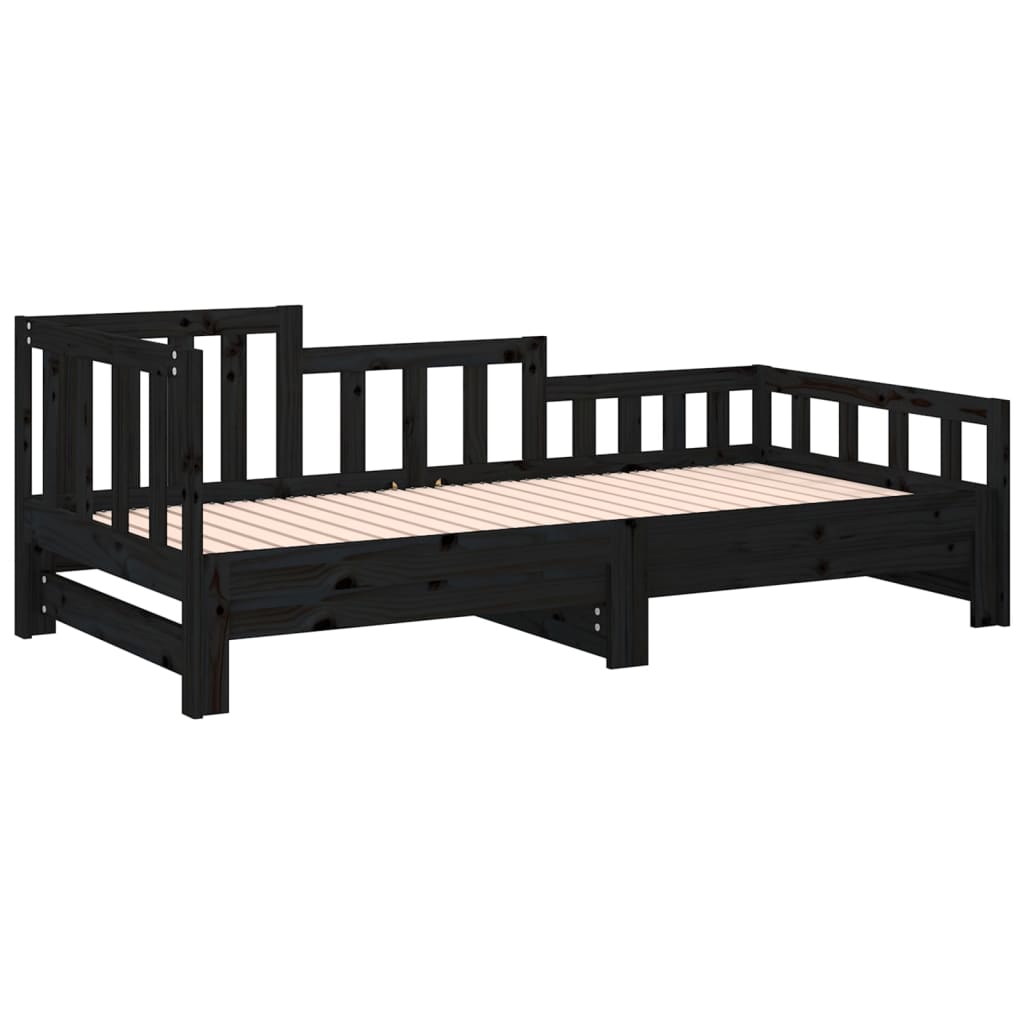 Sohvasänky ulosvedettävä musta 2x (90x190) cm täysi mänty - Sisustajankoti.fi