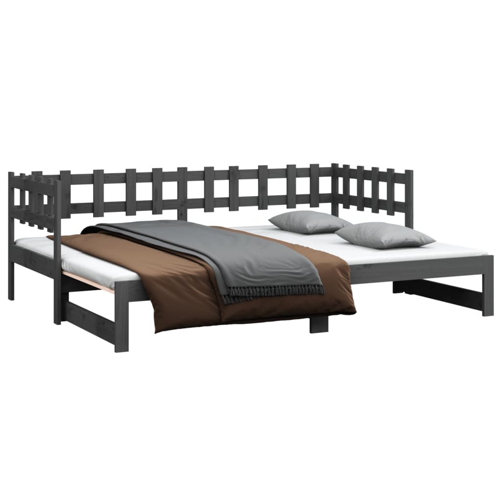 Sohvasänky ulosvedettävä harmaa 2x (80x200) cm täysi mänty - Sisustajankoti.fi