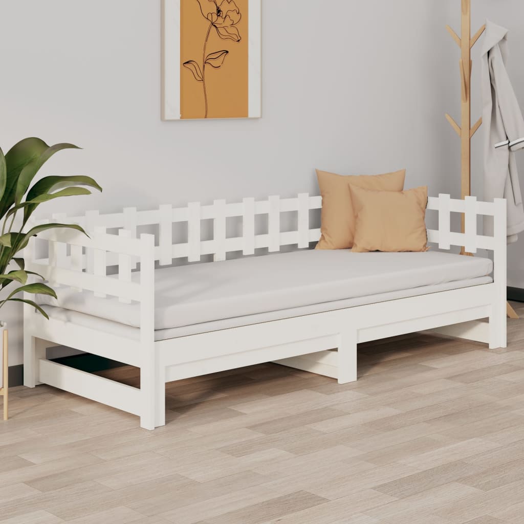 Sohvasänky ulosvedettävä valkoinen 2x (90x200) cm täysi mänty - Sisustajankoti.fi