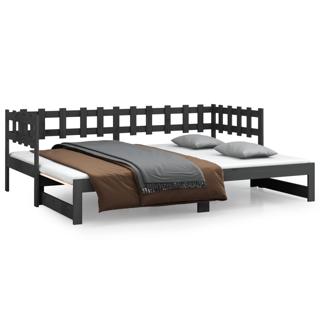 Sohvasänky ulosvedettävä harmaa 2x (90x200) cm täysi mänty - Sisustajankoti.fi