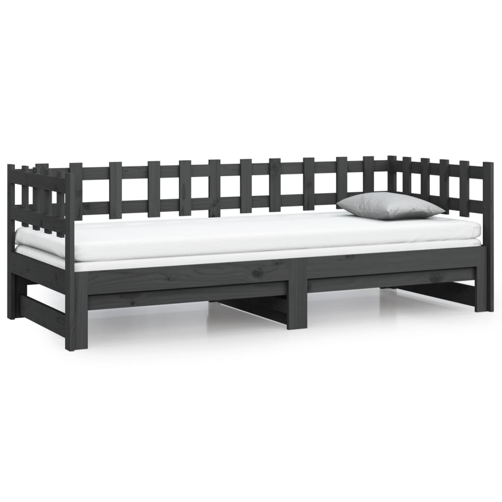 Sohvasänky ulosvedettävä harmaa 2x (90x200) cm täysi mänty - Sisustajankoti.fi