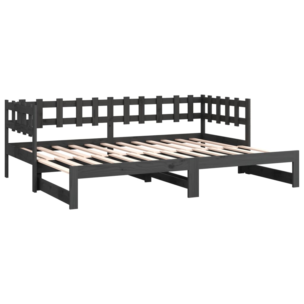 Sohvasänky ulosvedettävä harmaa 2x (90x200) cm täysi mänty - Sisustajankoti.fi