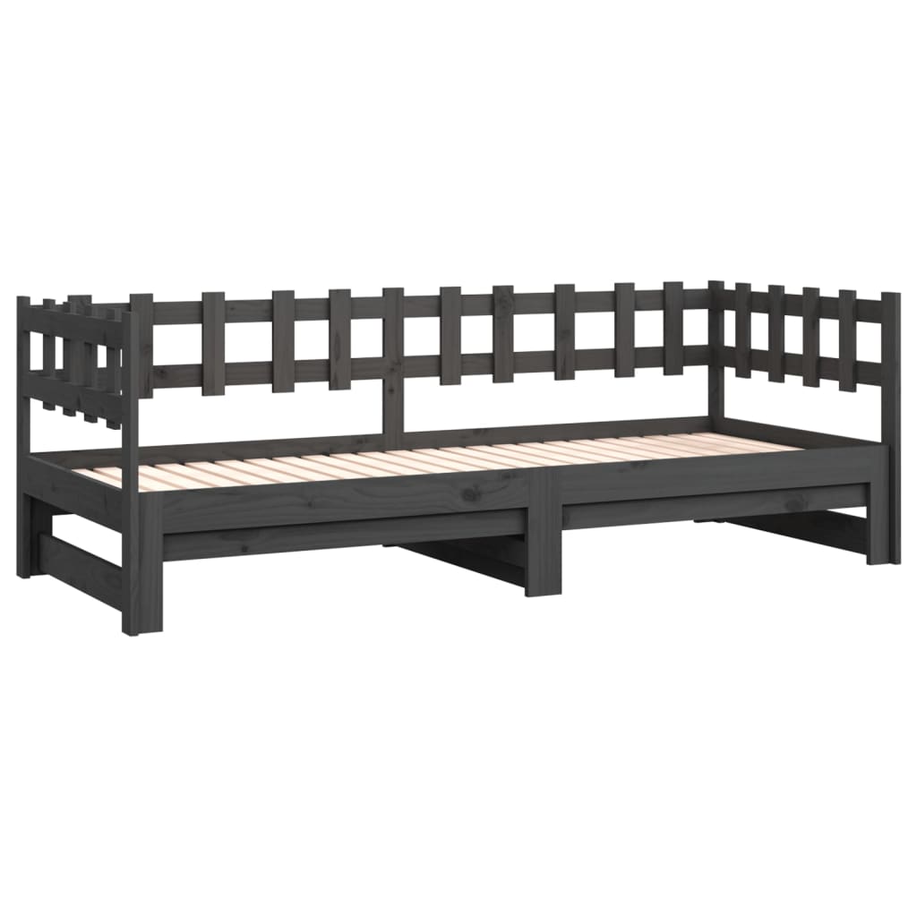Sohvasänky ulosvedettävä harmaa 2x (90x200) cm täysi mänty - Sisustajankoti.fi