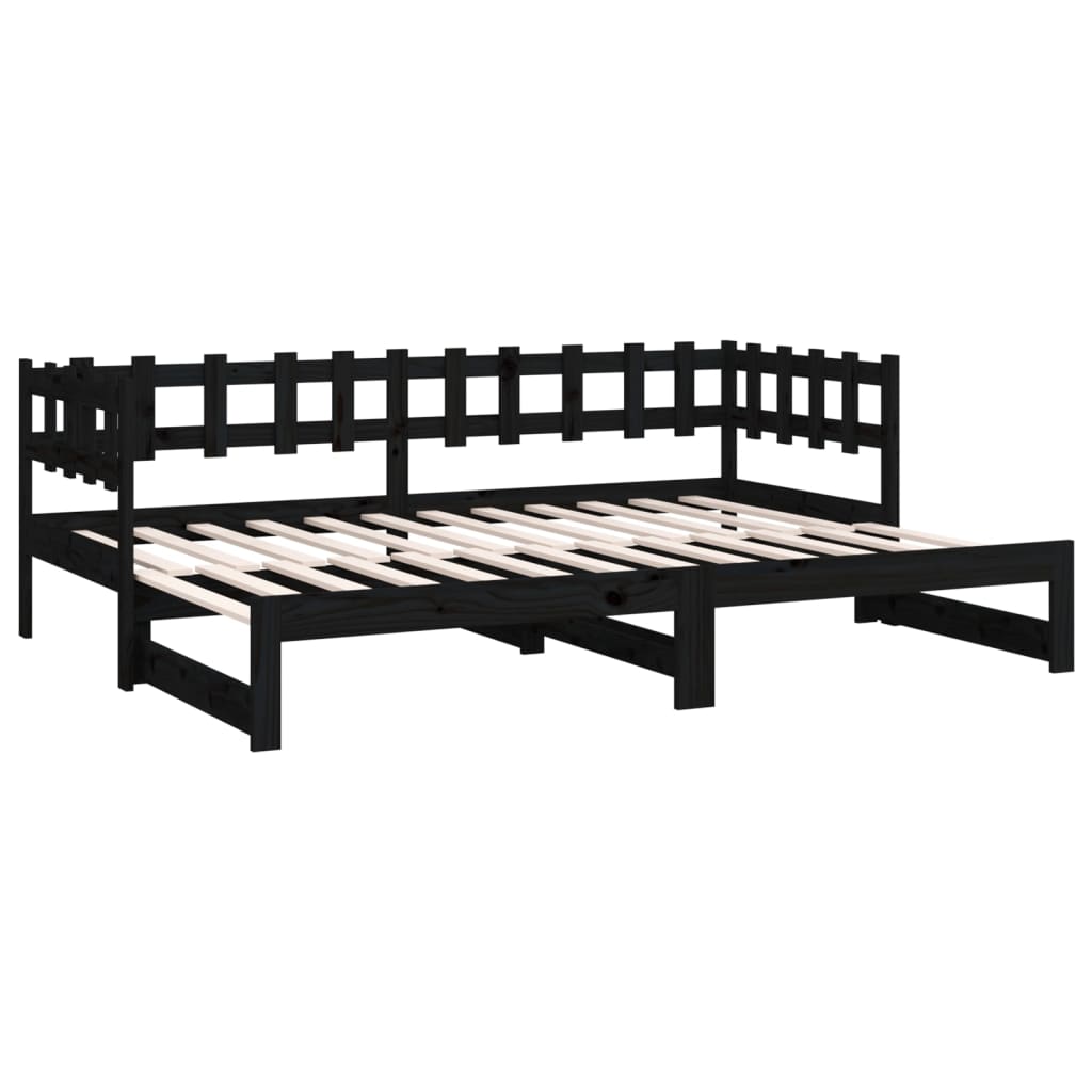 Sohvasänky ulosvedettävä musta 2x (90x200) cm täysi mänty - Sisustajankoti.fi